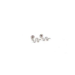 925 Sterling Silver Stud Snake Earrings Small Screw Back